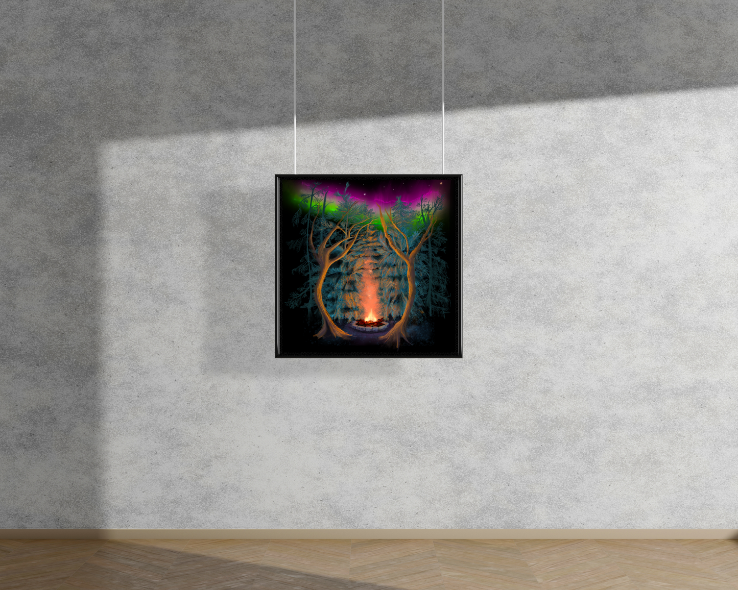 Northwoods Campfire Print 8x8