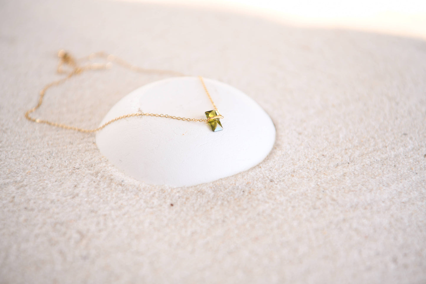 Everlasting Elements Water Resistant Necklace Collection: Simple Olive Stone