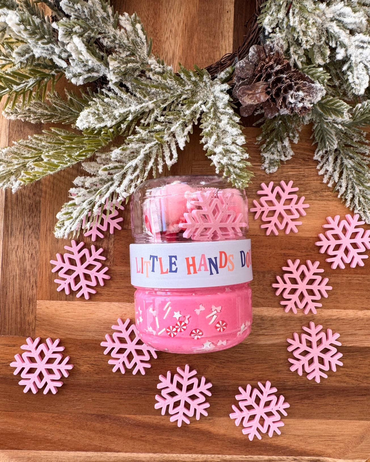 Pink Christmas Mini Playdough To-Go Jar