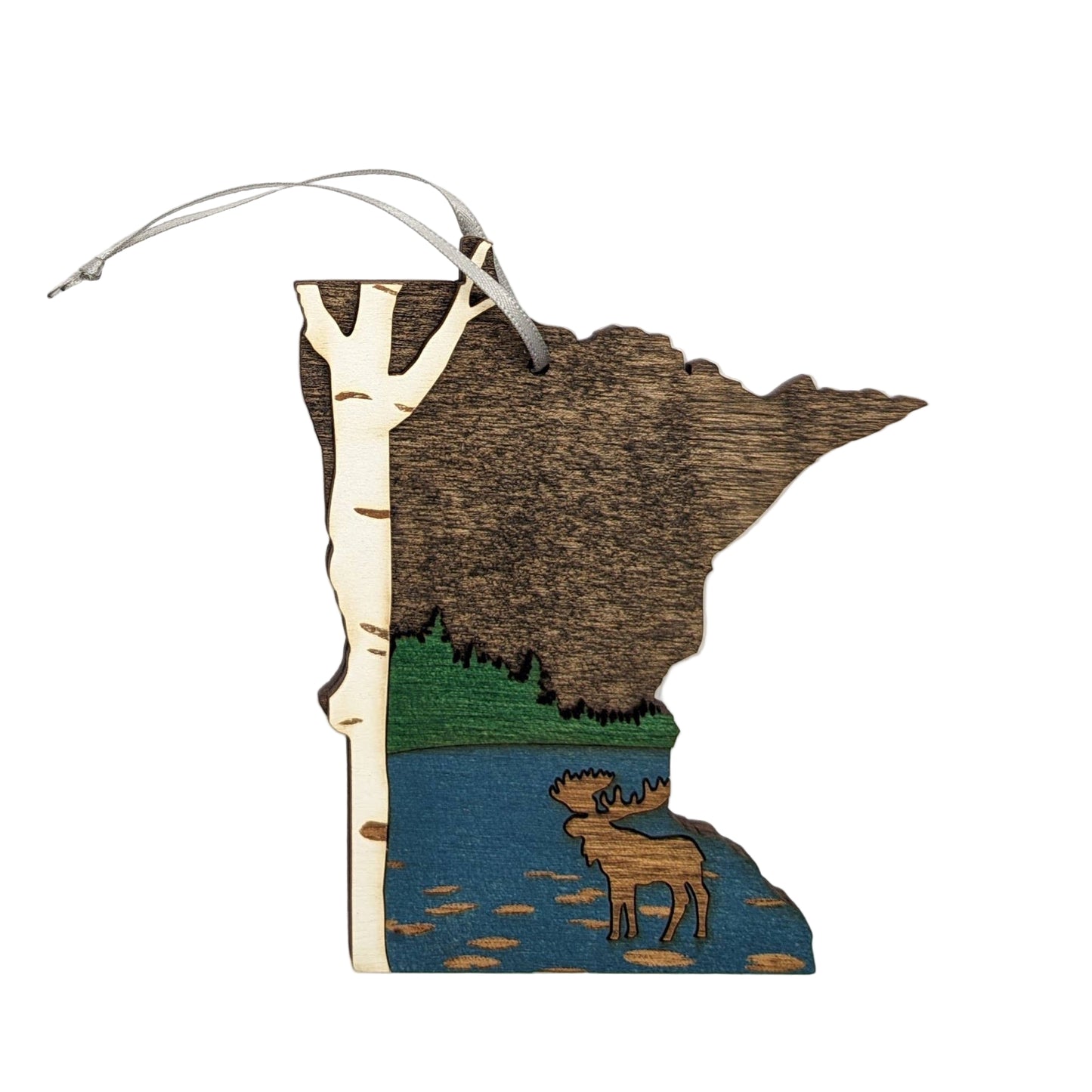 Minnesota Wood Ornament Art: Moose in Minnesota