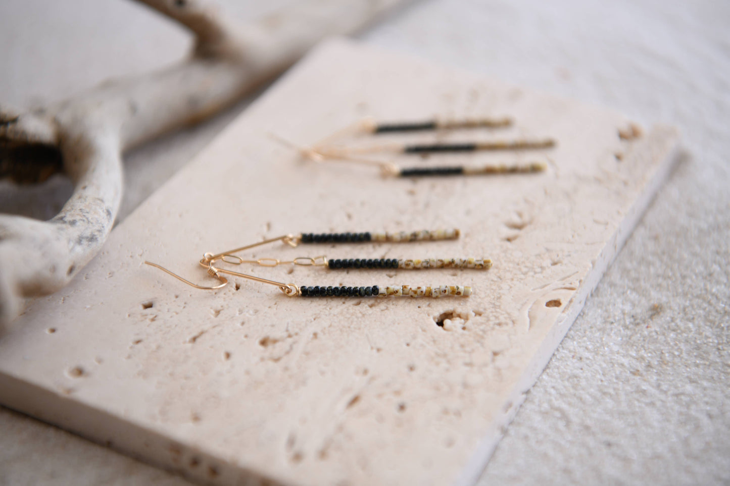 Gold Filled Seed Bead Chain Drop Earrings Boho Earrings: Picasso