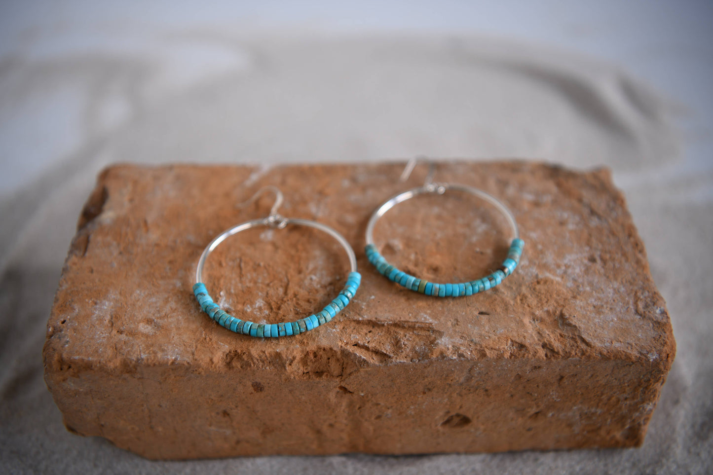 Far Out Sterling Silver and Gemstone Hoops: Turquoise