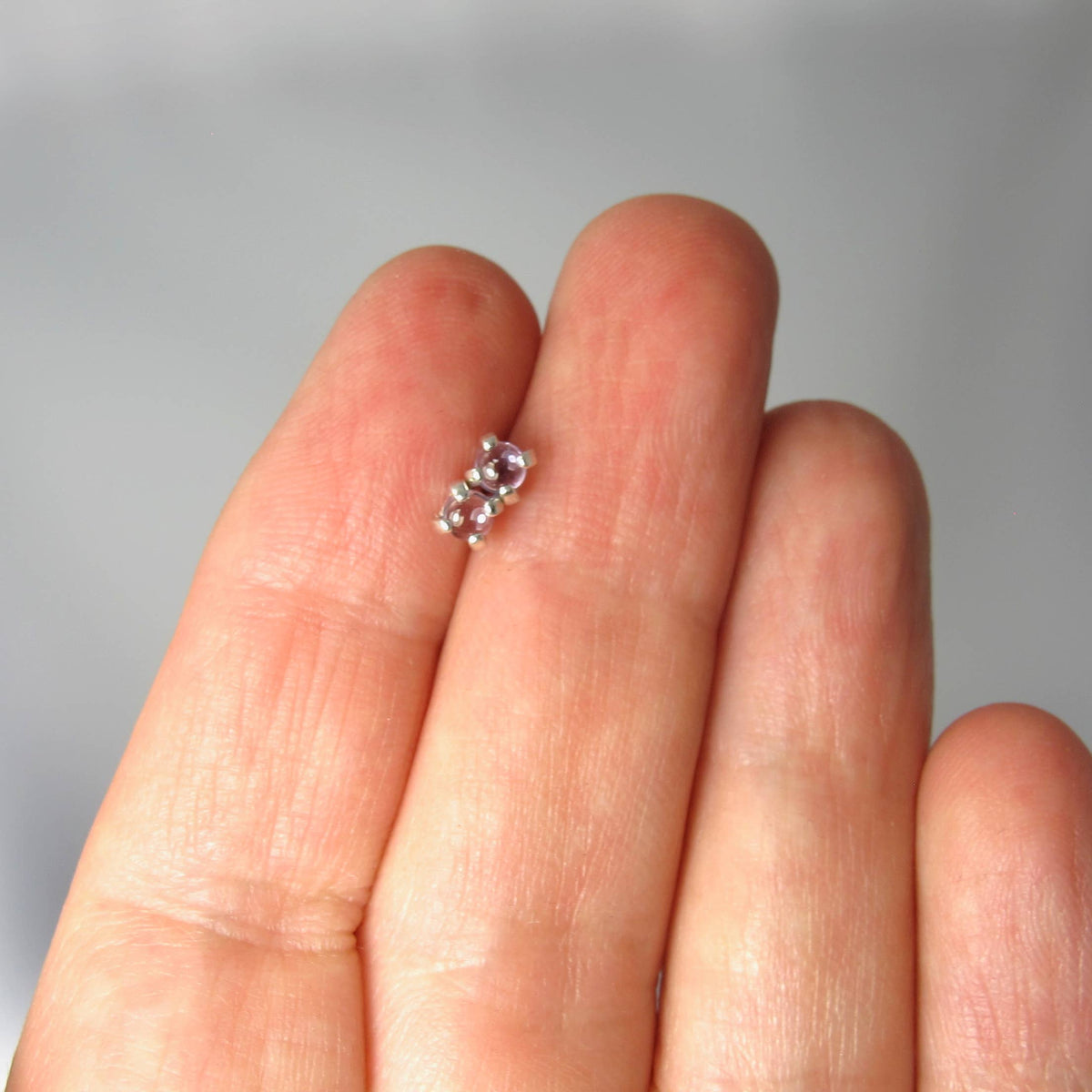 Tiny Lilac Montana Sapphire Sterling Silver Stud Earrings