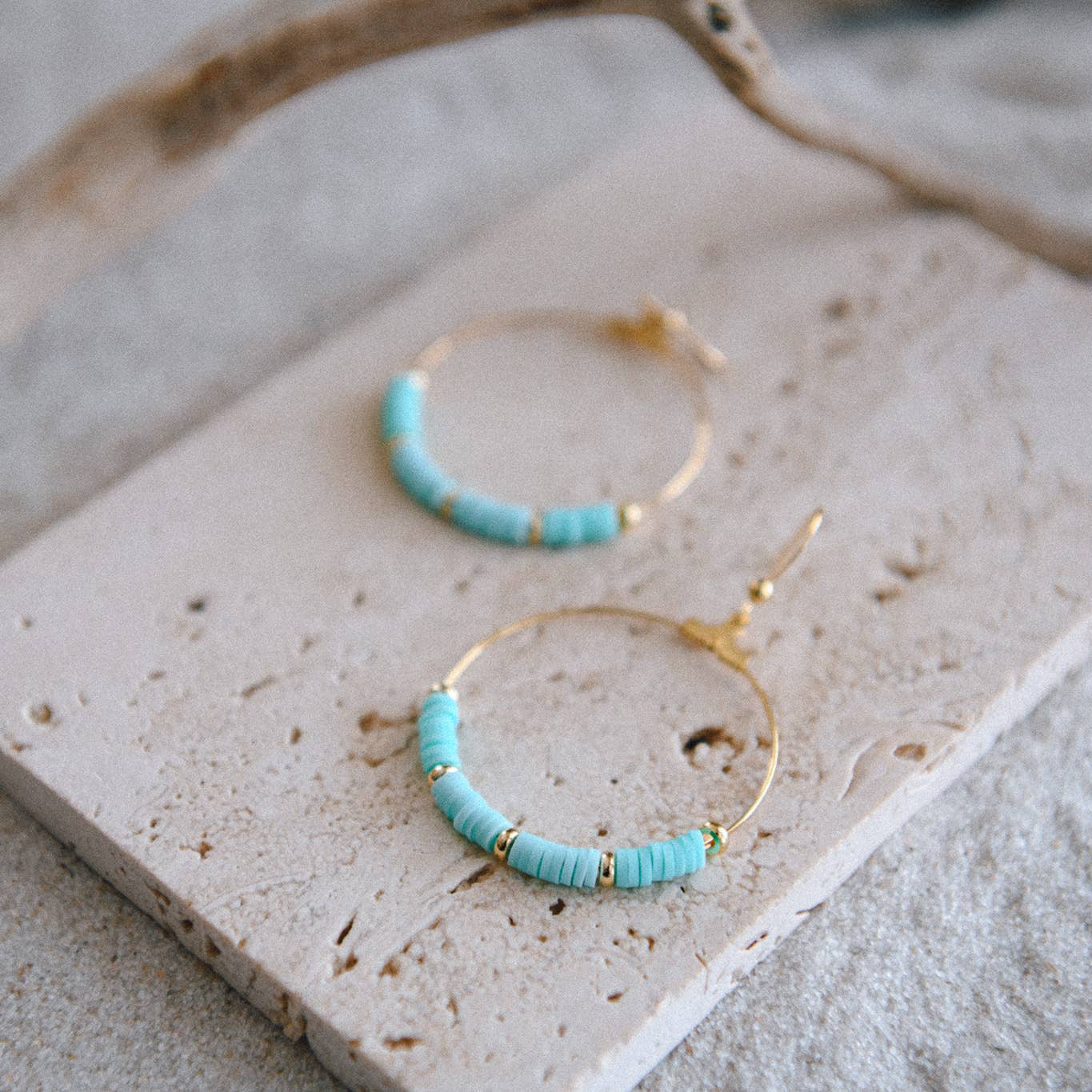 Aurora Gold Plated Blue Hoop Earrings: Turquoise