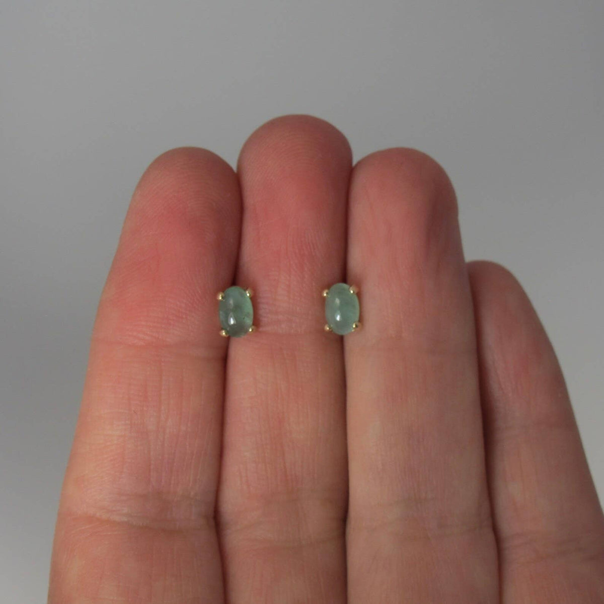 Rare Grandidierite Oval Solid 14k Gold Stud Earrings 4x6mm