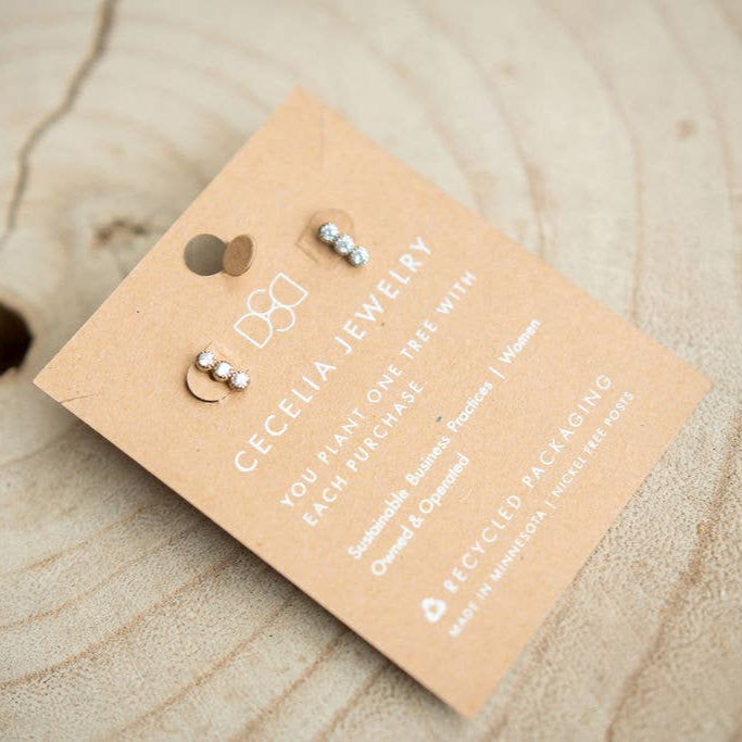 Silver Triple Stud Earring