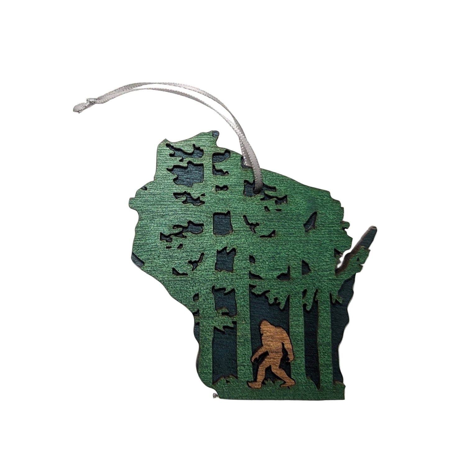 Wisconsin Wood Ornament Art: Sasquatch in Woods