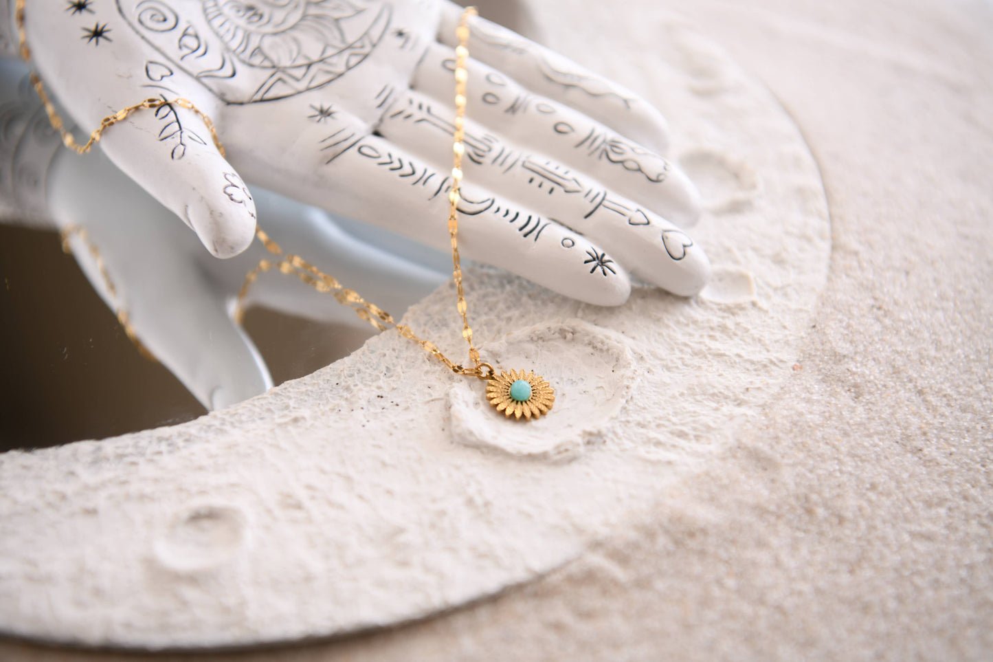 Everlasting Elements Water Resistant Necklace Collection: Turquoise Sunburst Pendant Necklace