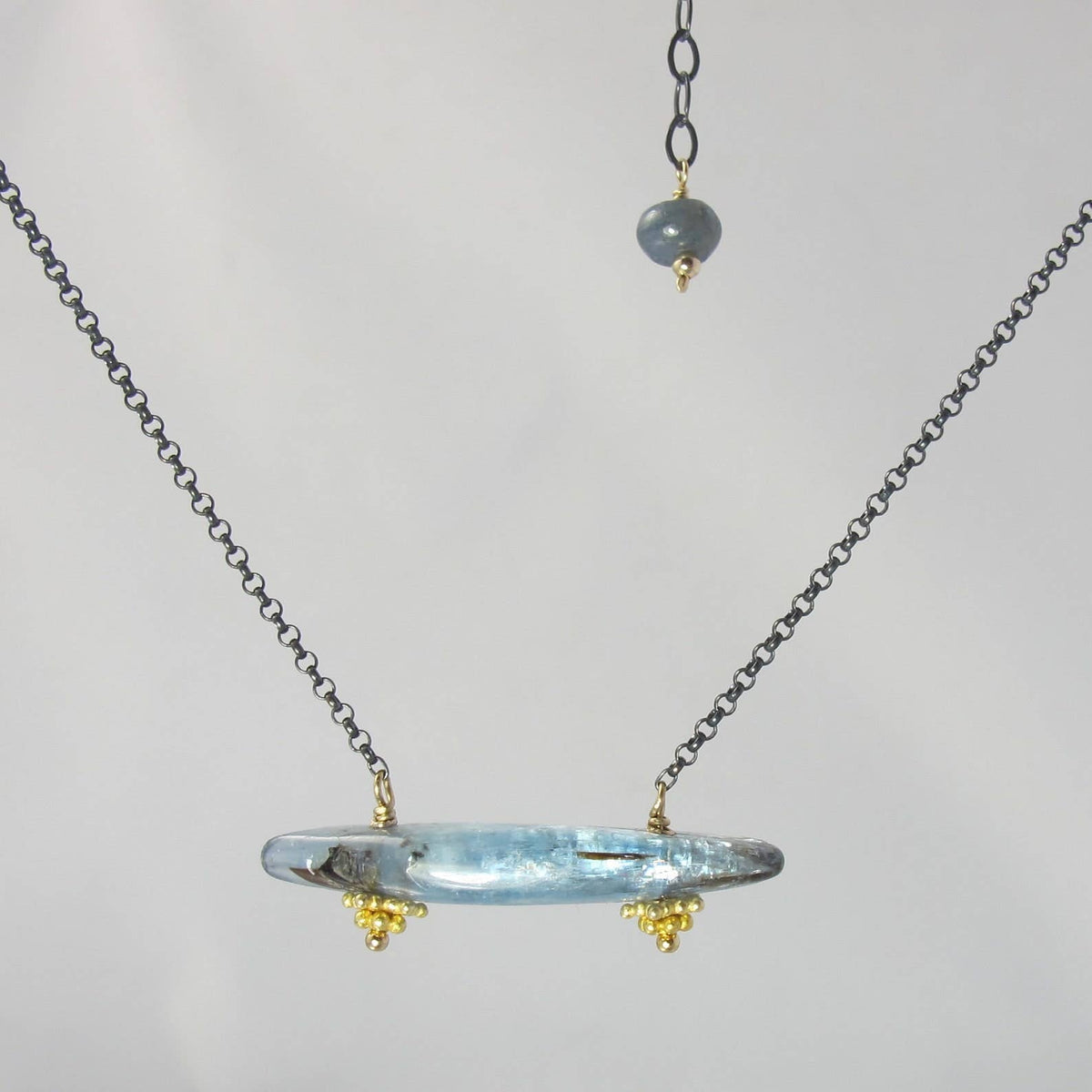 Kyanite Mixed Metal Stone Bar Necklace