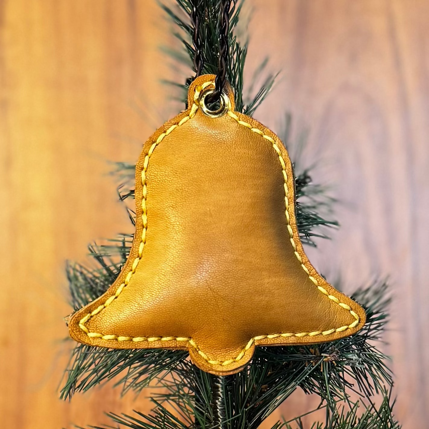 Leather Joy Bell Pillow Ornament