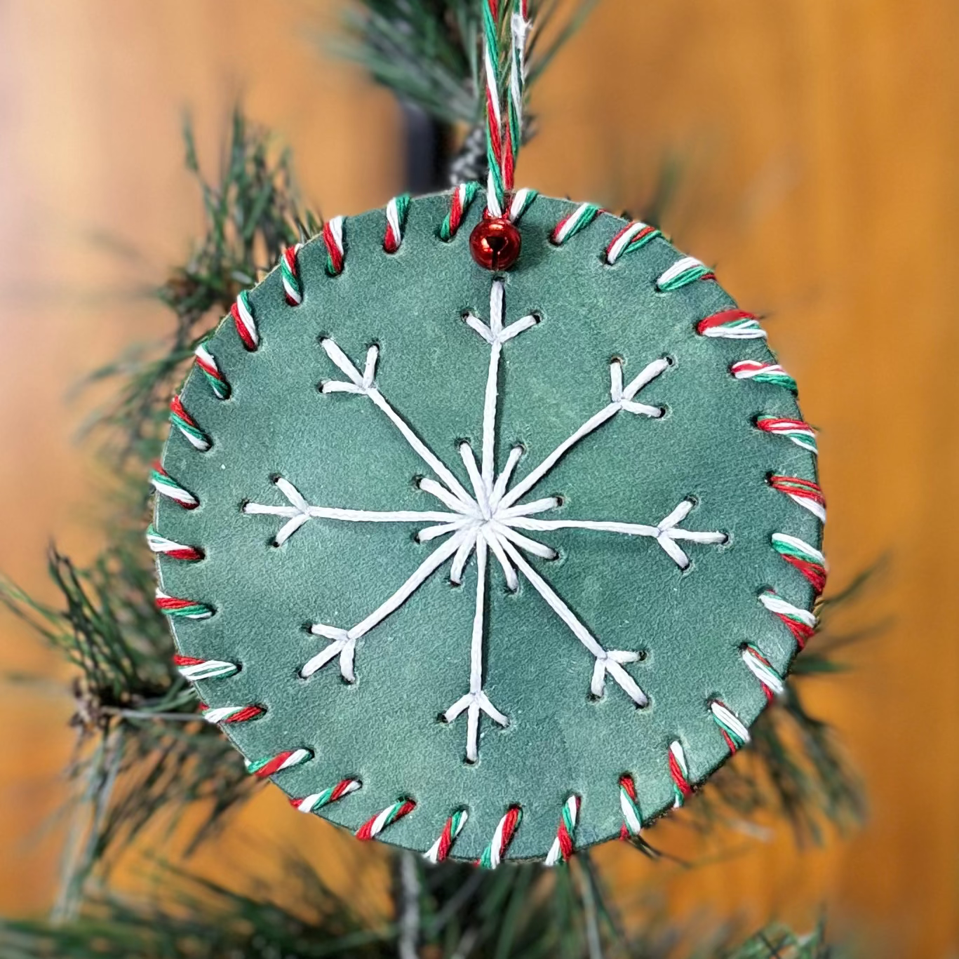 Leather Woven Snowflake Design Ornament