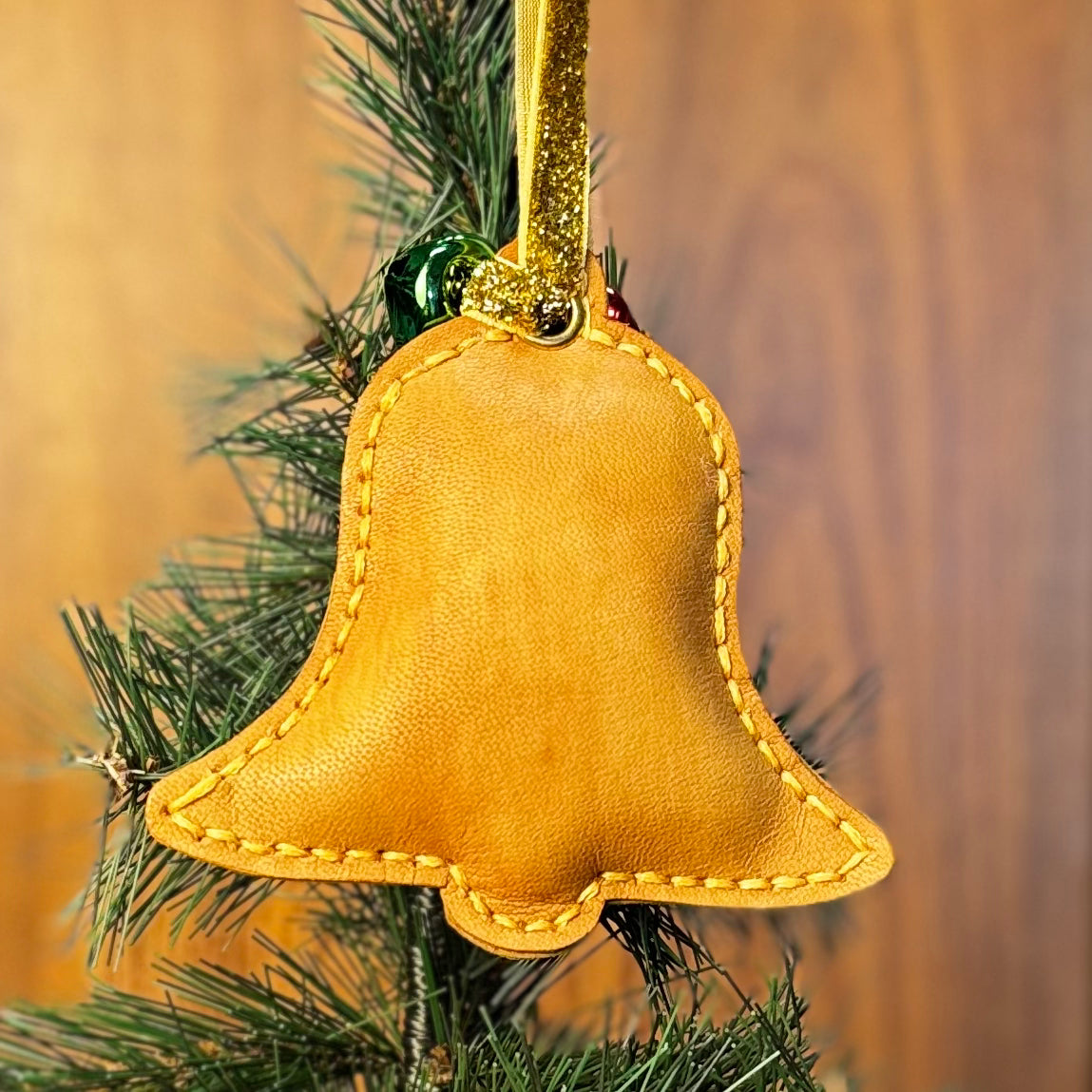 Leather Jingle Bell Pillow Ornament