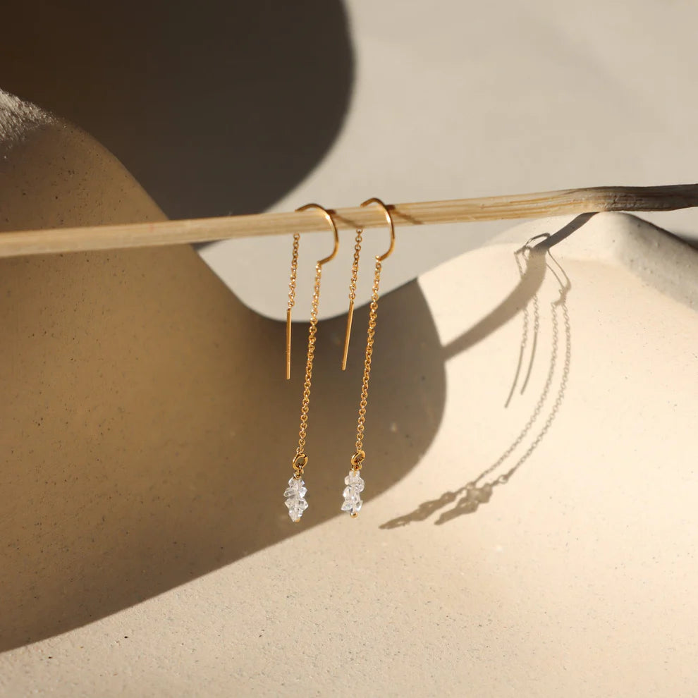 Herkimer Diamond Threader Earrings