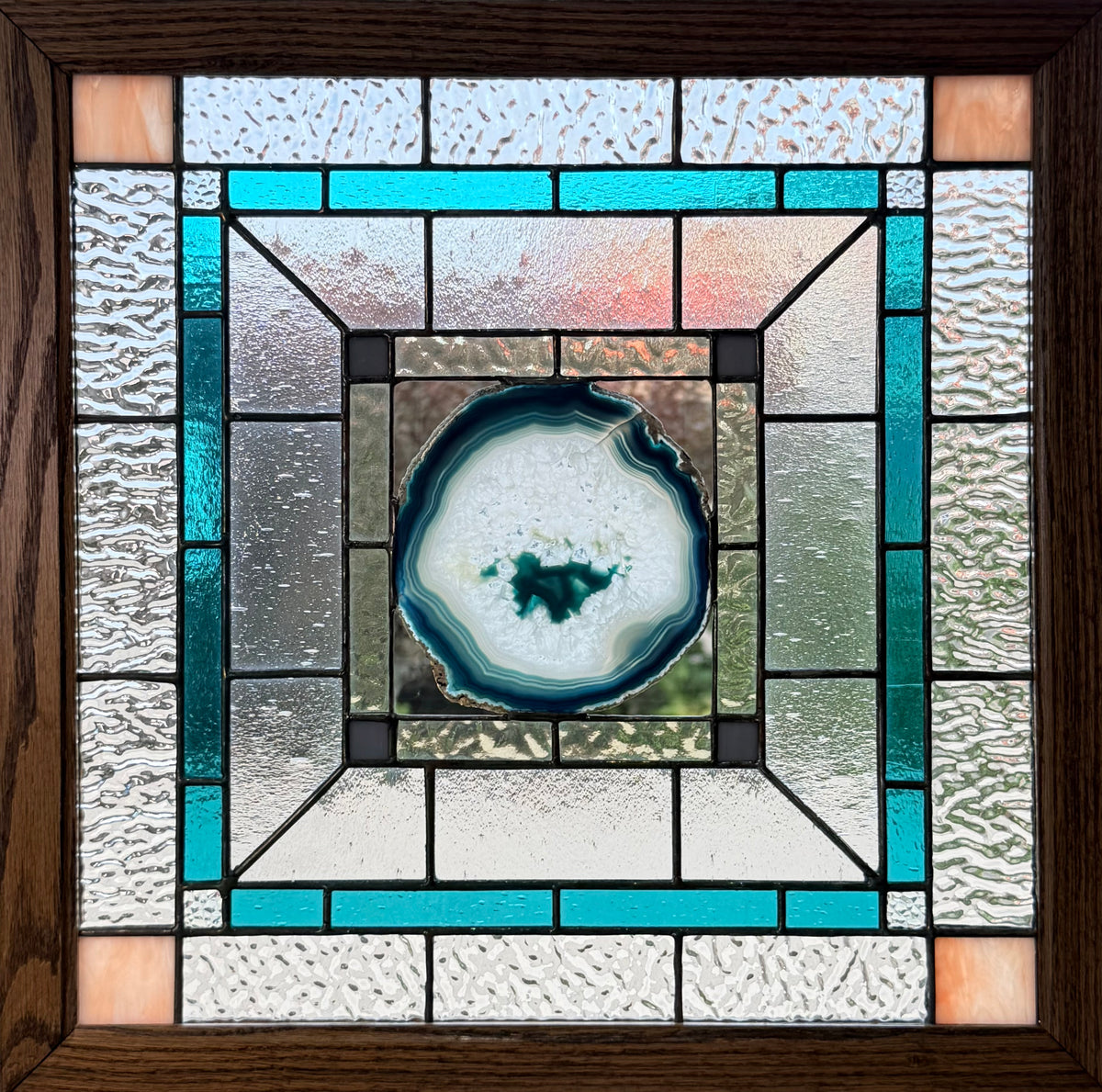 Stained Glass Window Panel with Geode