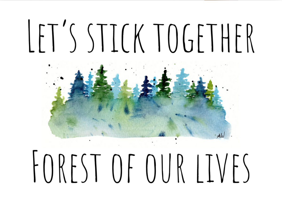 Let's Stick Together Watercolor Greeting Card