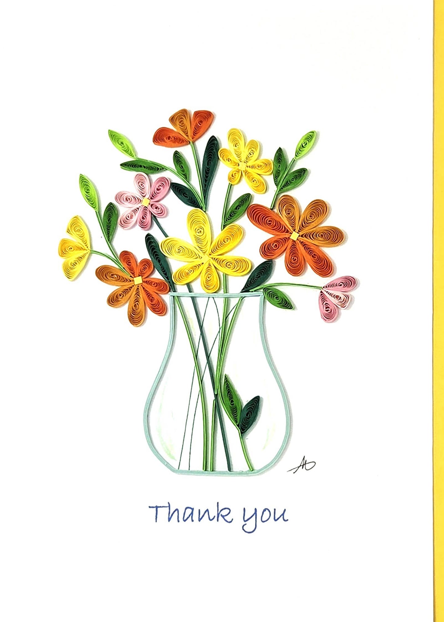 Thank You Flowers Quilled Greeting Card