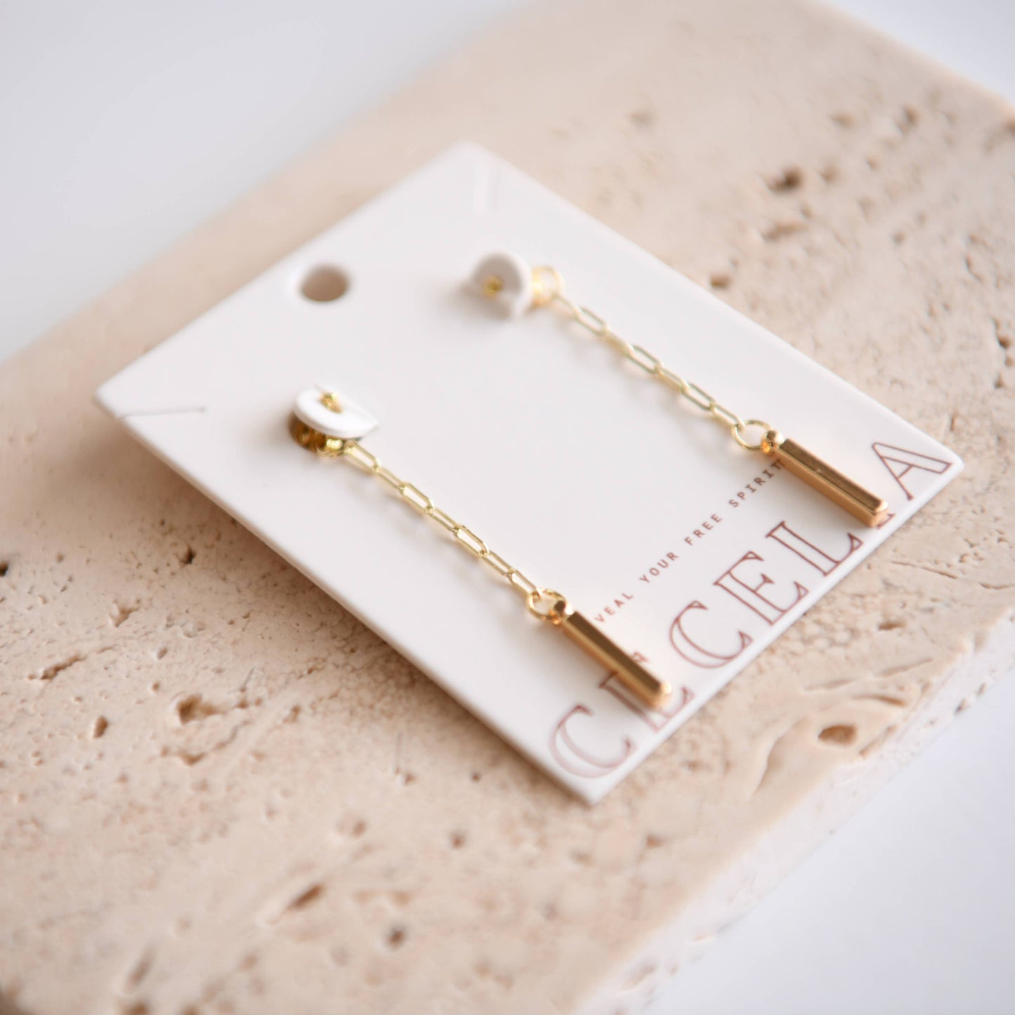 Cosmic Line Gold Short Pendant Front and Back Drop Earrings