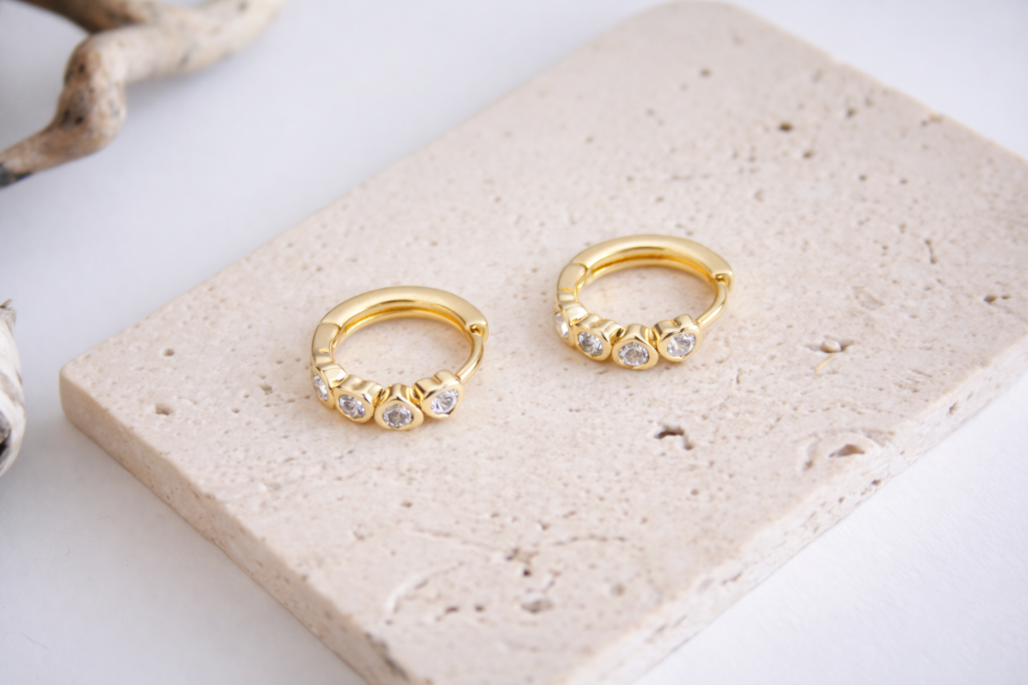 Heart CZ Huggie Hoop Earrings