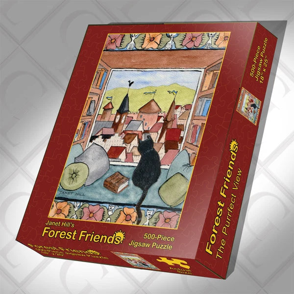 Purrfect View | Janet Hill's Forest Friends 500 Piece Jigsaw Puzzles