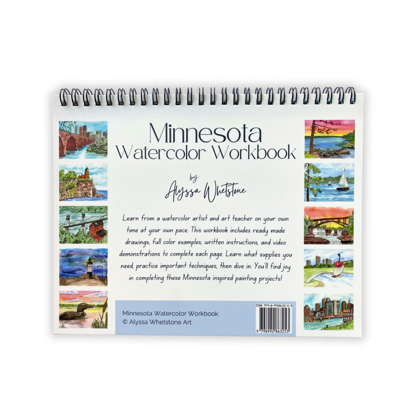 Minnesota Watercolor Workbook - Video Directions Included