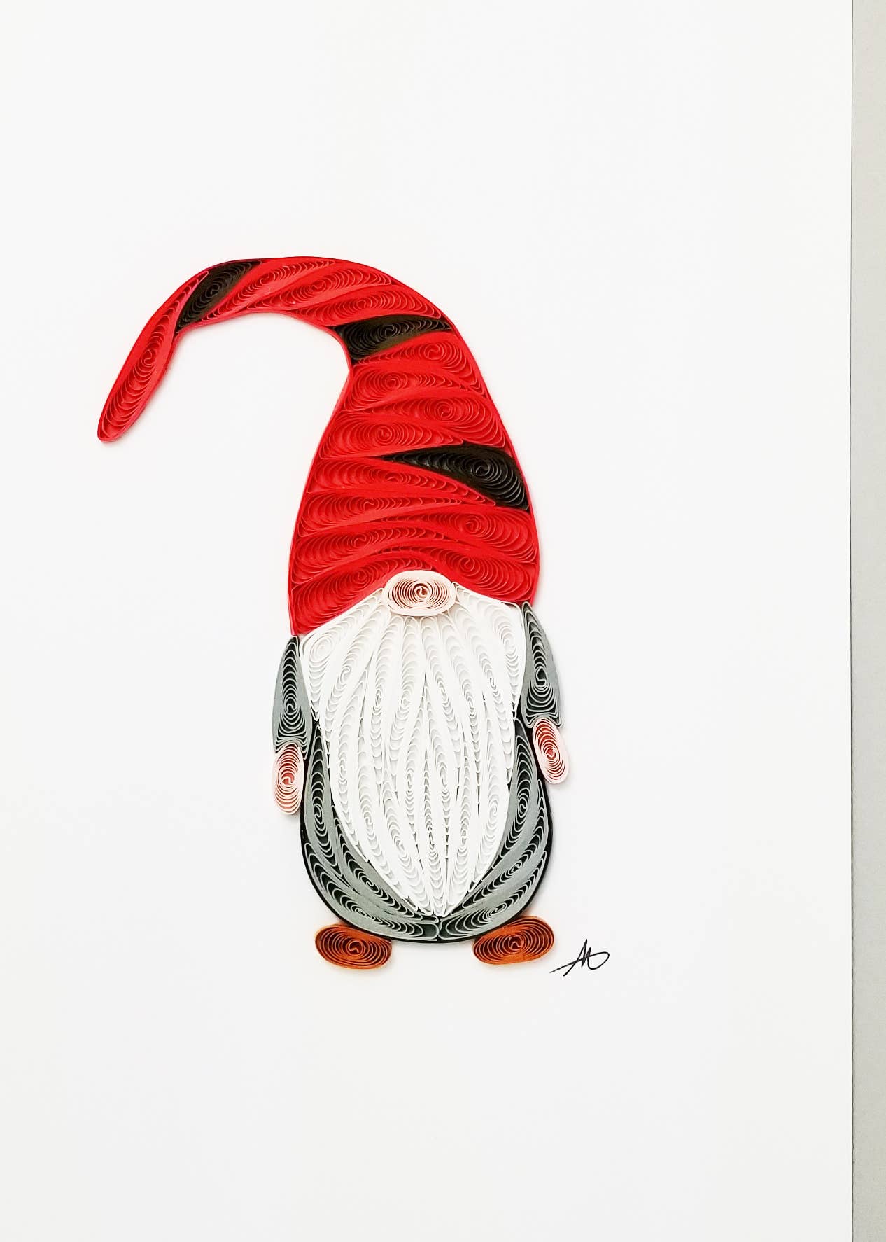 Gnome With Red Hat Quilled Greeting Card