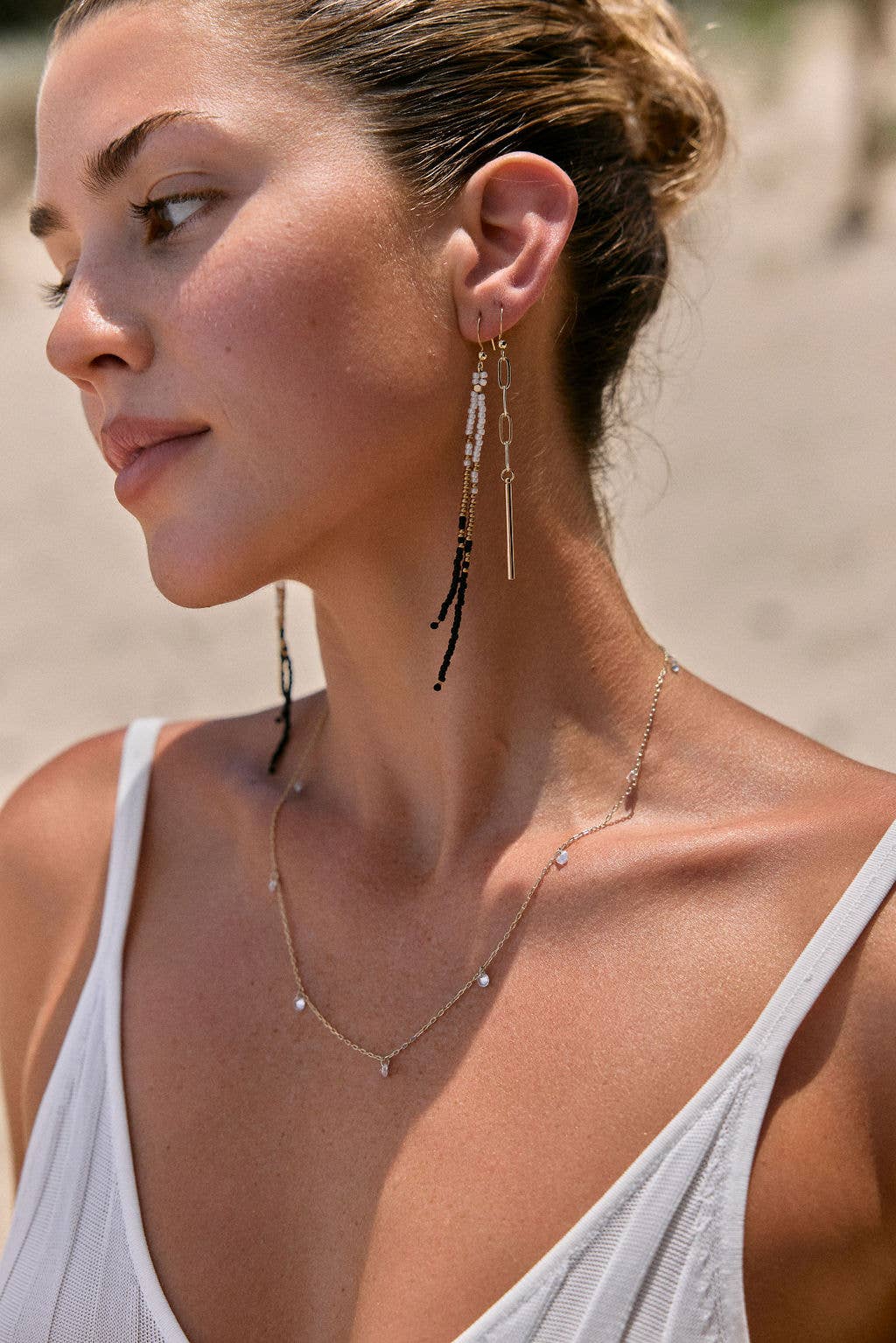 Gold Plated Earrings : Paperclip Drop