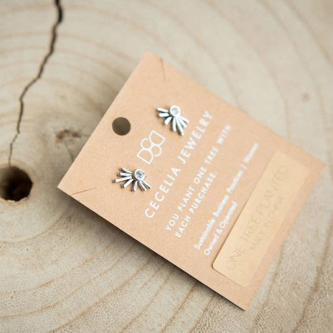 Sterling Sunburst Stud Earrings