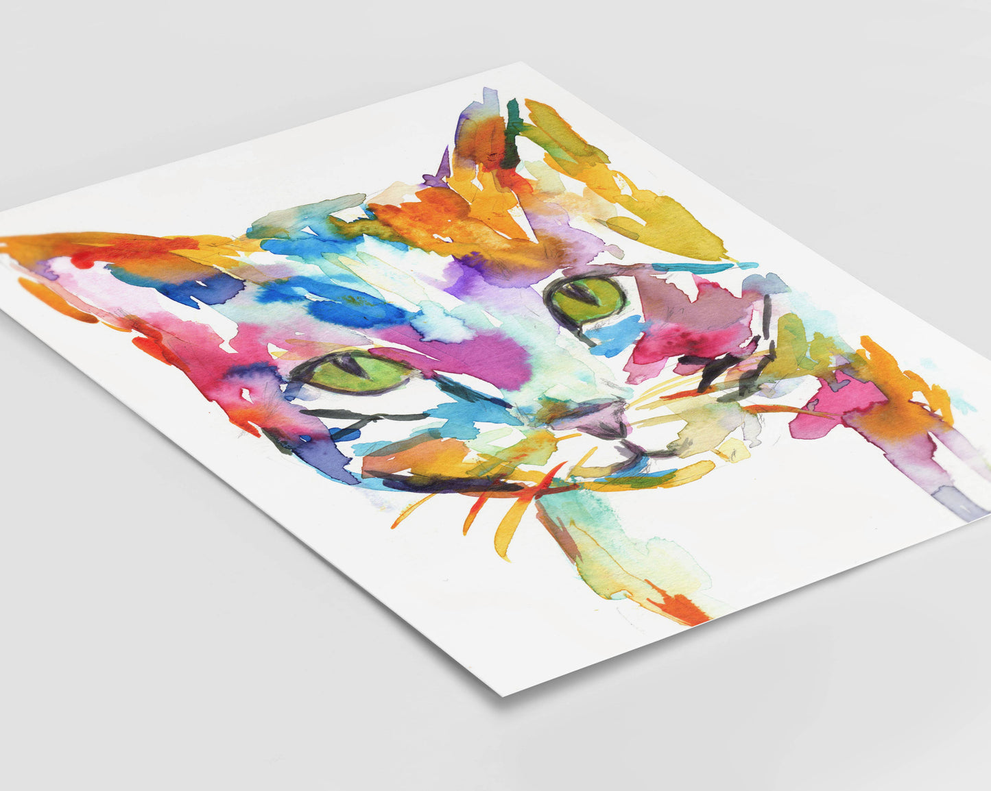 "Cat" Watercolor Tabby Cat Giclée Print: 8" x 10"