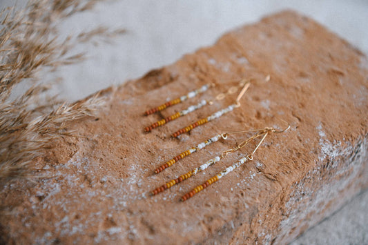 Gold Filled Seed Bead Chain Drop Earrings Boho Earrings: Terra Cotta