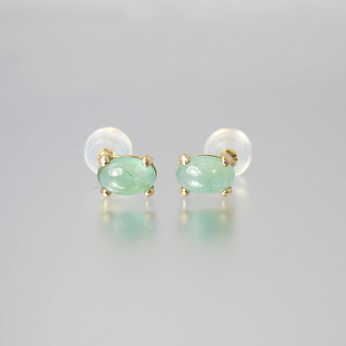 Rare Grandidierite Oval Solid 14k Gold Stud Earrings 4x6mm