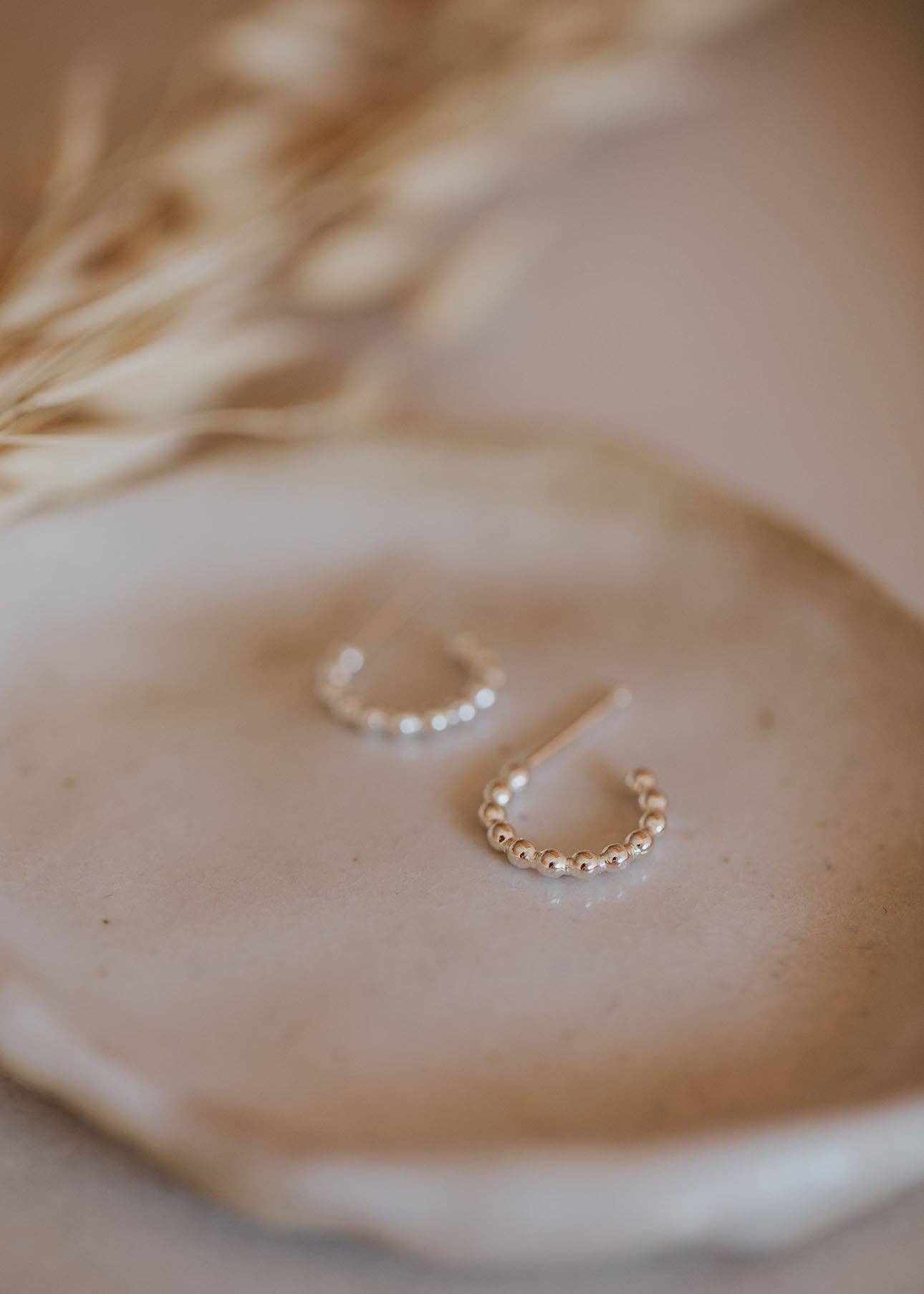 Beaded Huggie Hoops | Sterling Silver