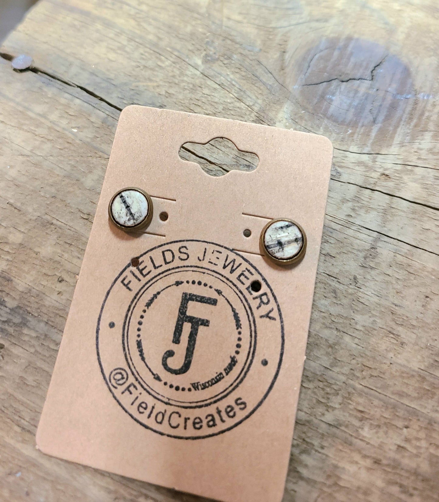 Mini Birch Bark Bronze Stud Earrings 8mm