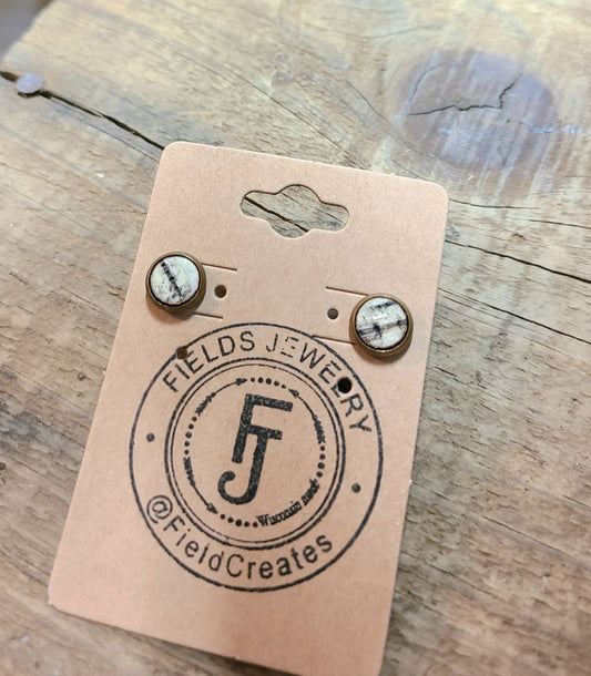 Mini Birch Bark Bronze Stud Earrings 8mm