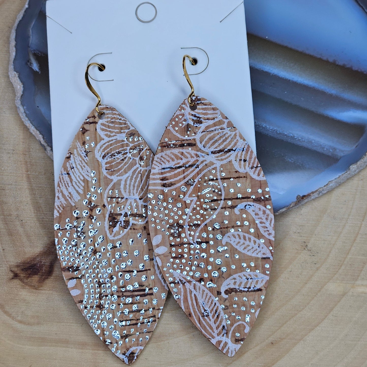 Embossed Leather Feather Silhouette Earring