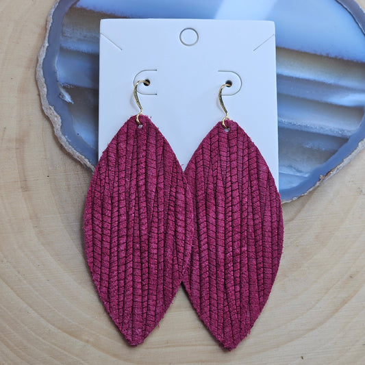 Embossed Leather Feather Silhouette Earring