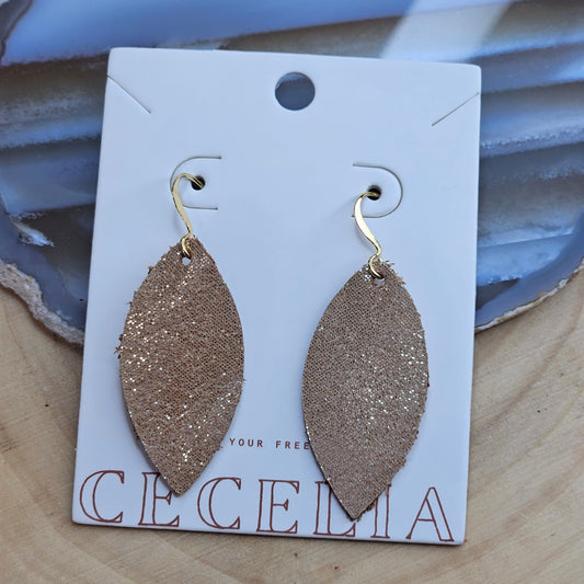 Small Embossed Leather Feather Silhouette Earrings