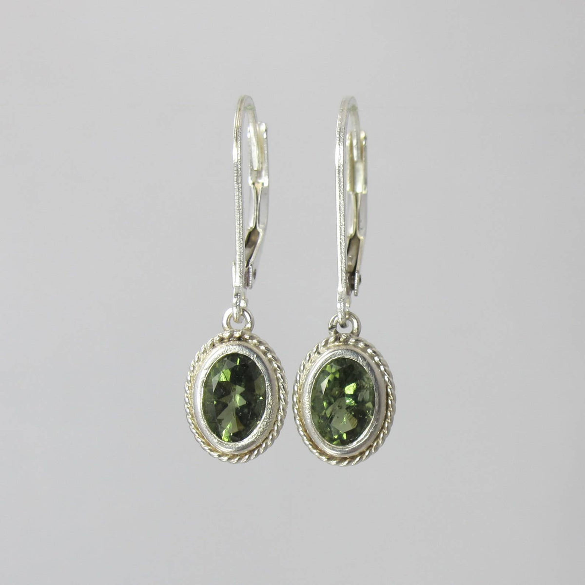Rare Moldavite Sterling Silver Lever Back Earrings