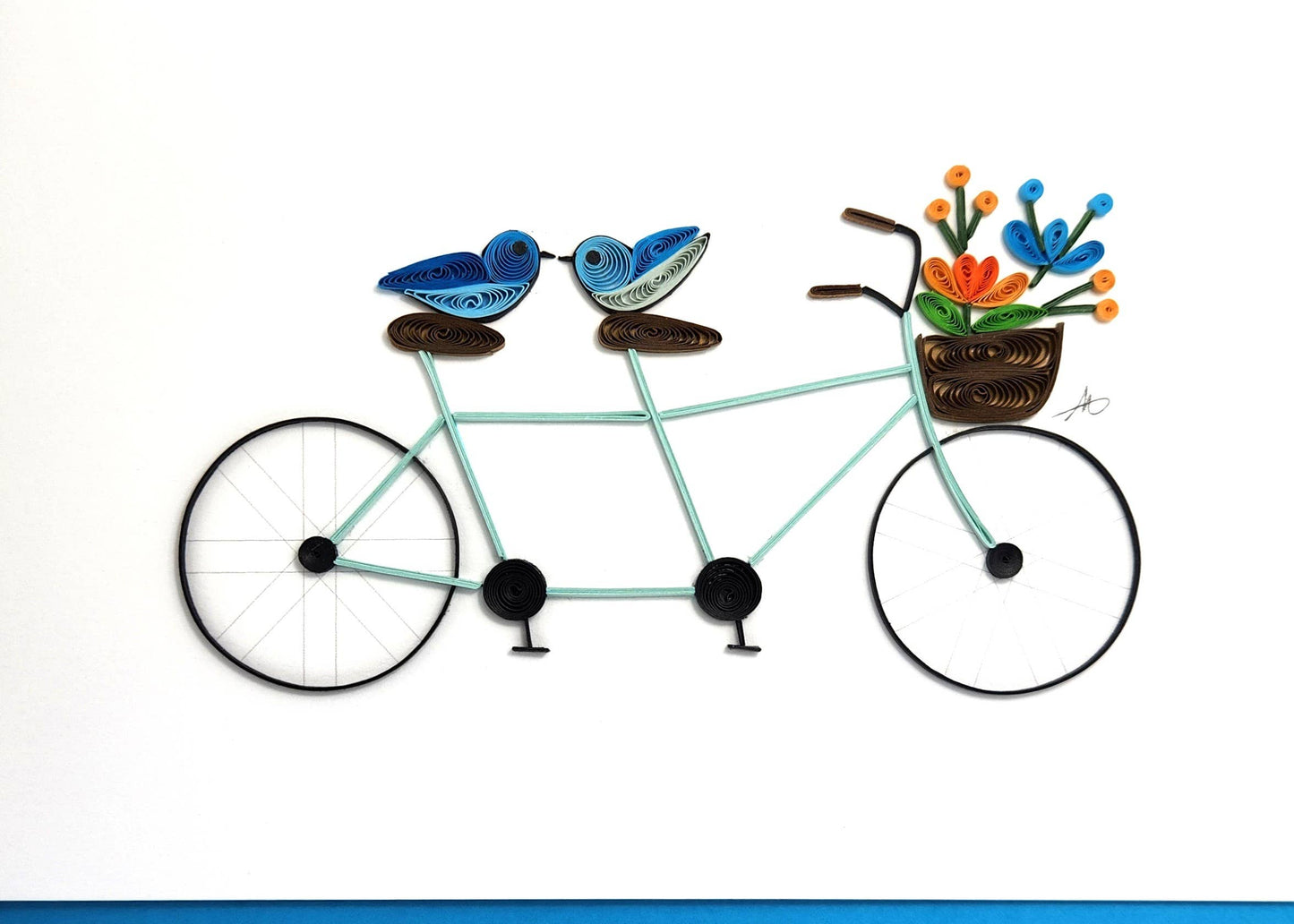 Tandem Bicycle Quilled Greeting Card