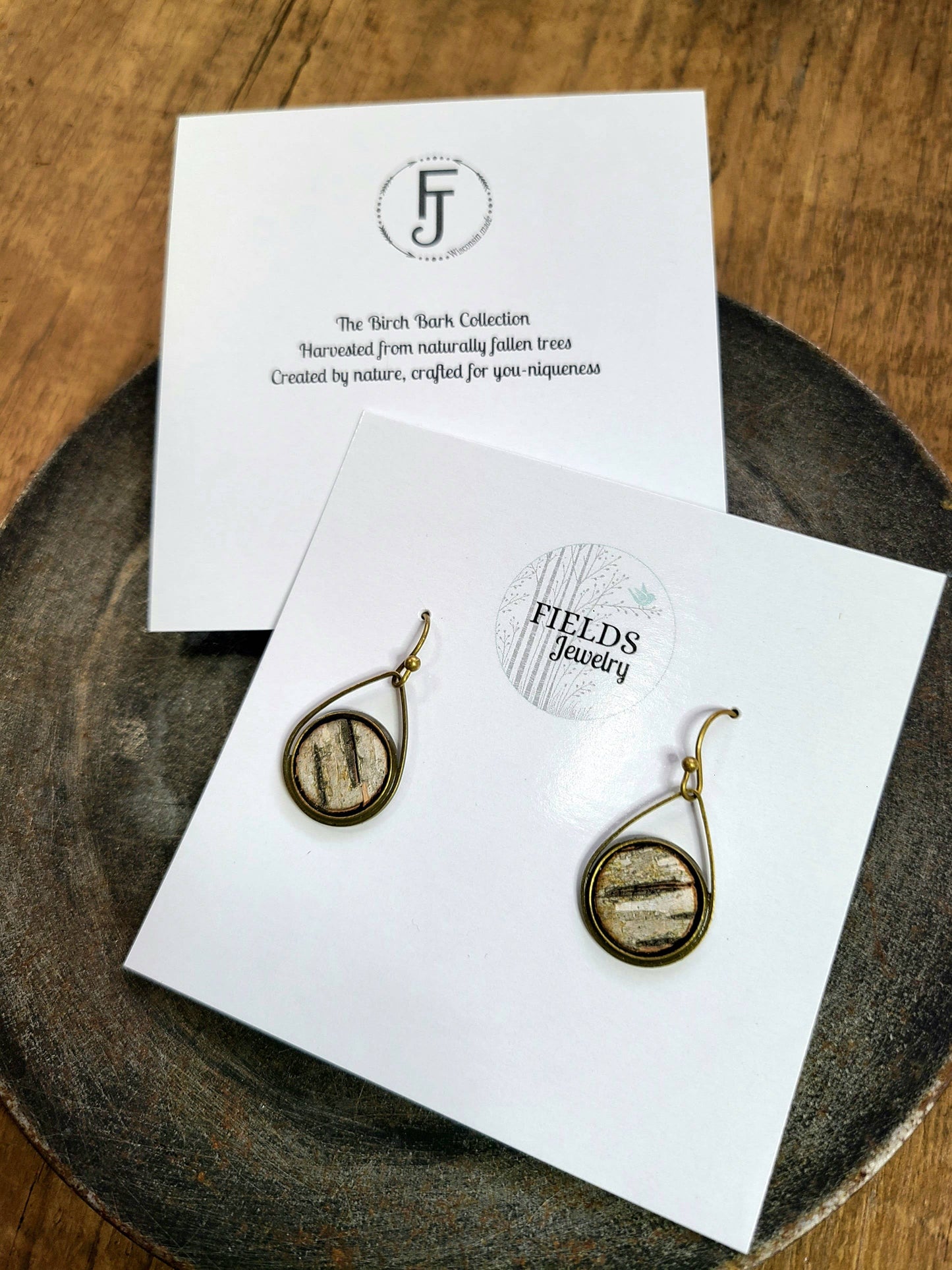 Birch Bark Earrings-Rustic Dangle