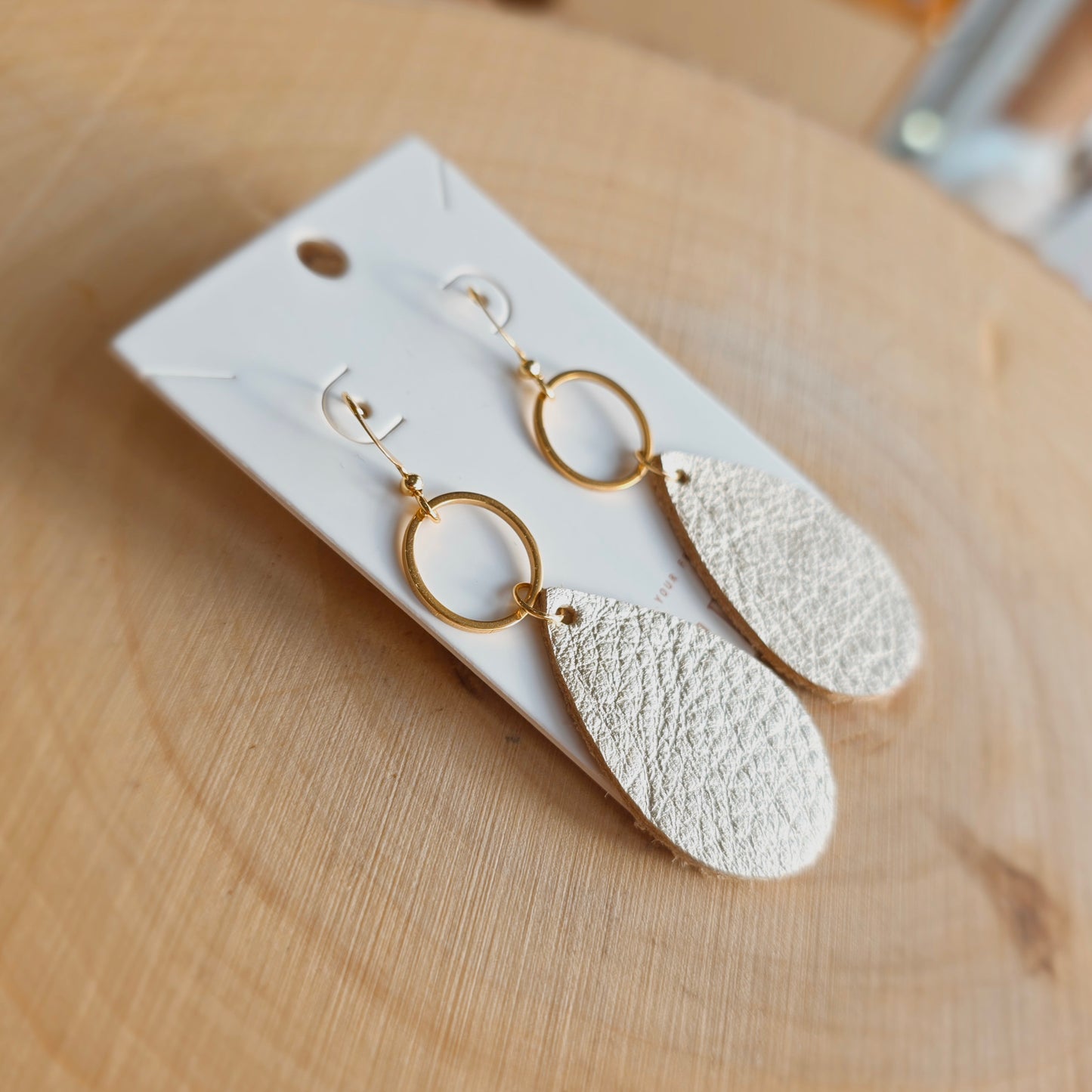 Small Teardrop Leather Earring
