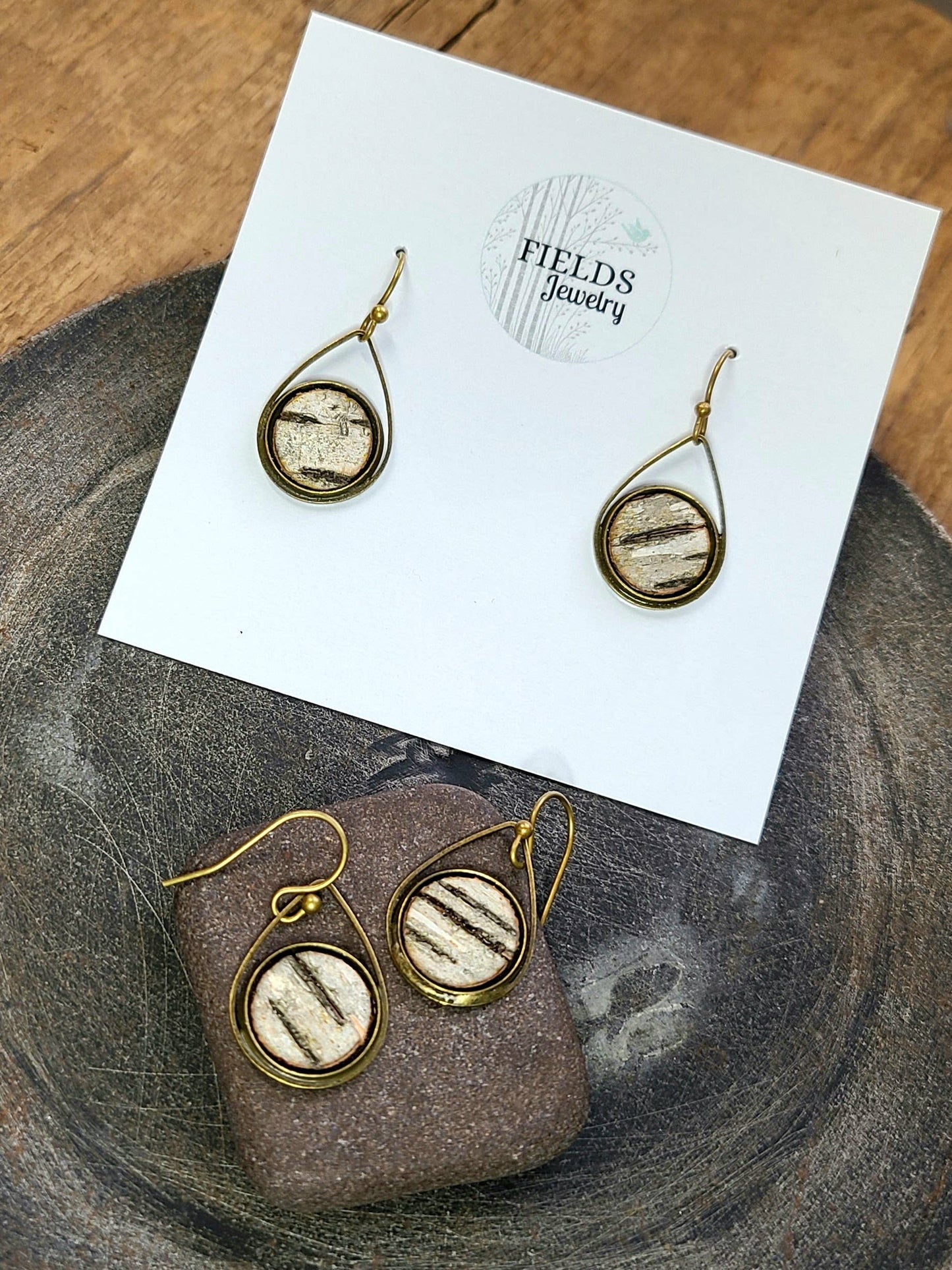 Birch Bark Earrings-Rustic Dangle