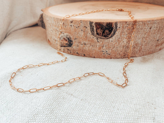 Amber Sunset Paperclip Chain Necklace: 16"