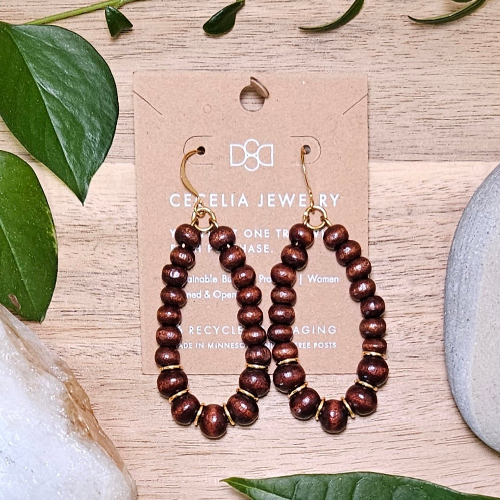 Teardrop Wood Earrings