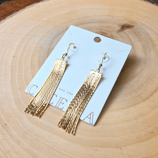 Gold Draped Dangle Earrings