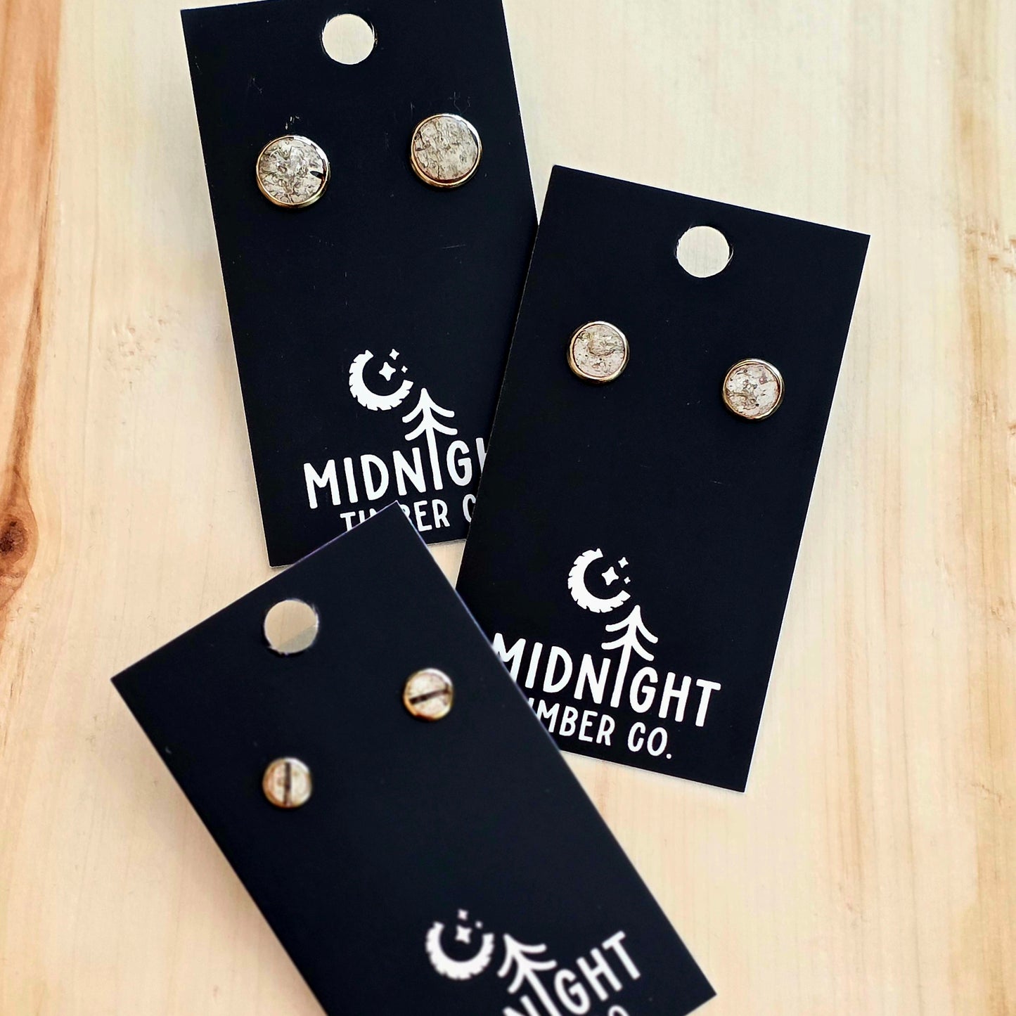 Gold Plated Birch Bark Stud Earrings