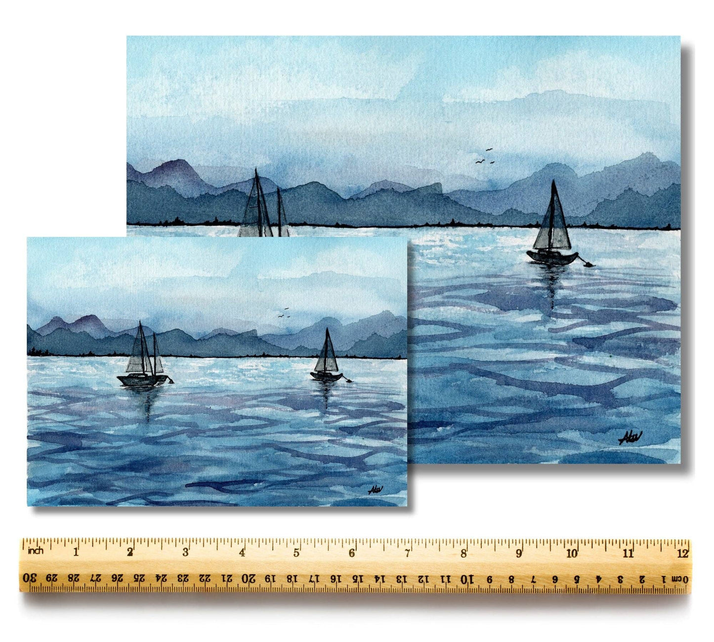 Sailboats Art Print: 8x10 inches