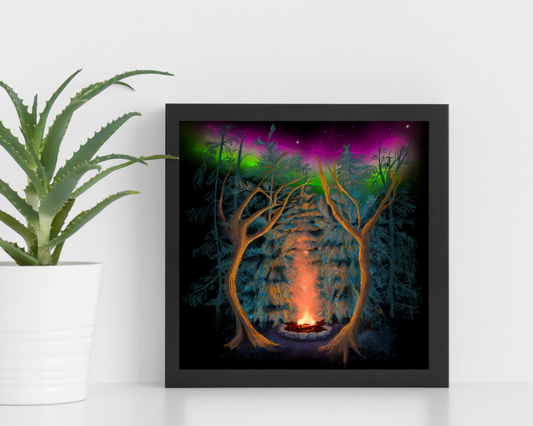 Northwoods Campfire Print 8x8