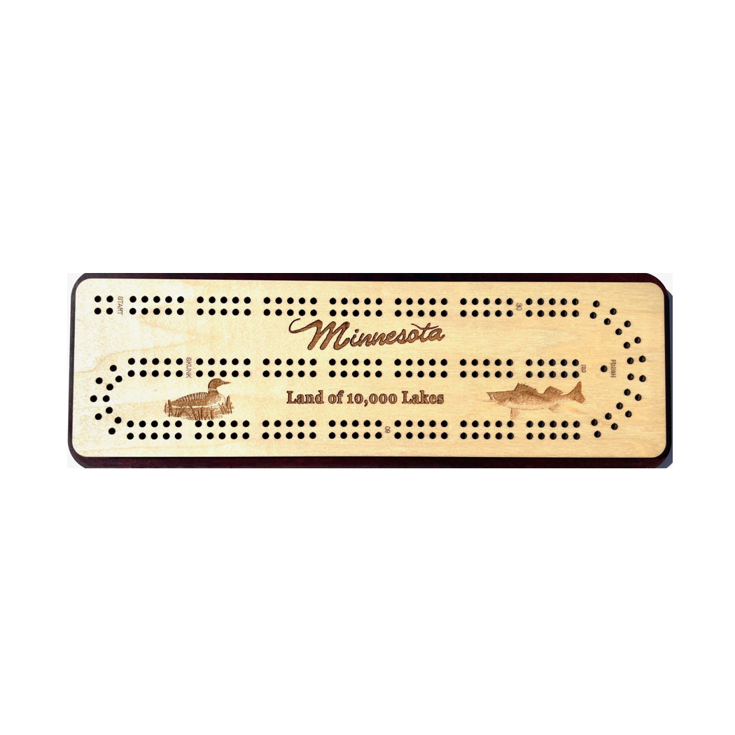 Minnesota Travel 2 Track (10,000 Lakes) Cribbage Board