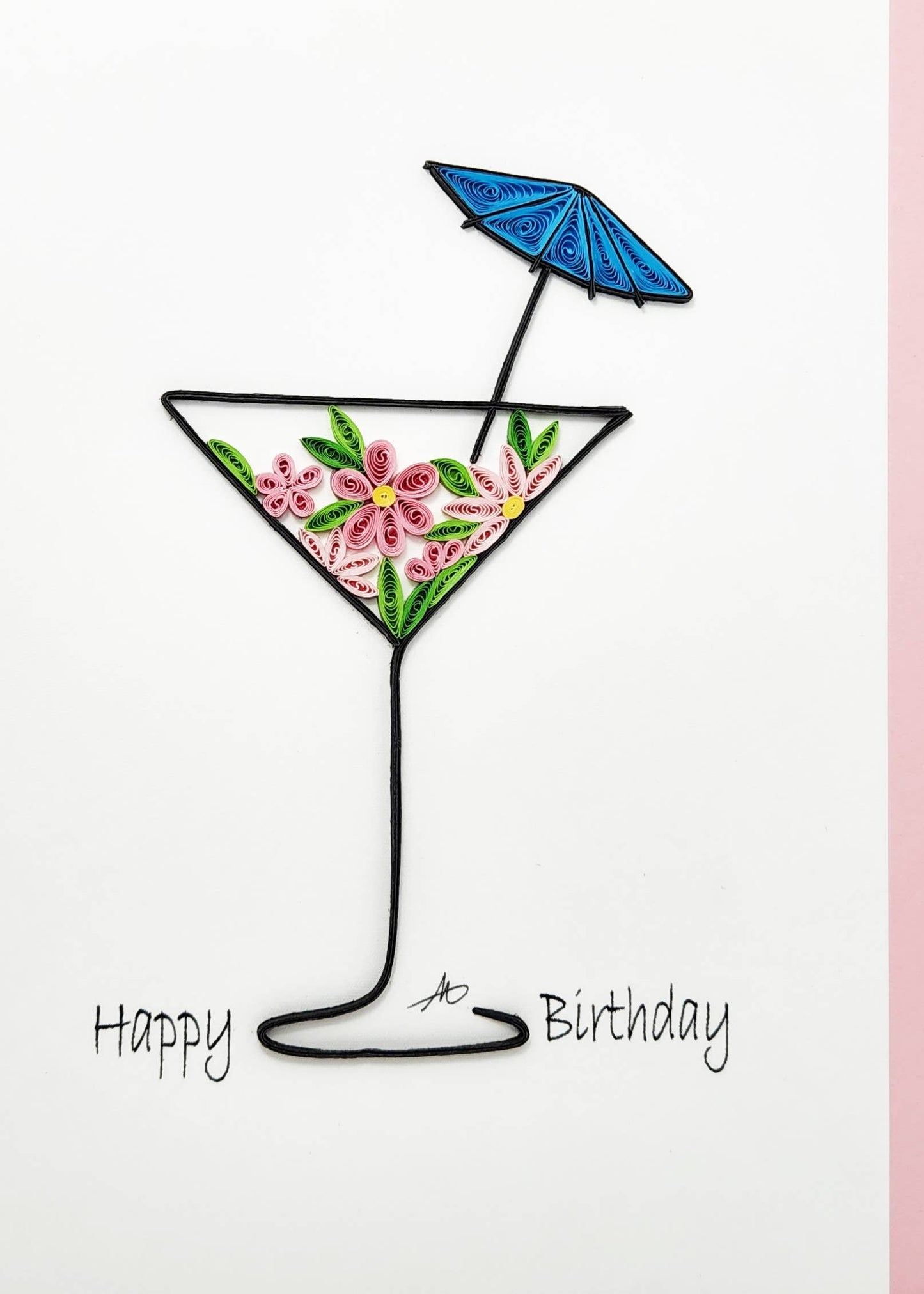 Happy Birthday Martini Quilled Greeting Card