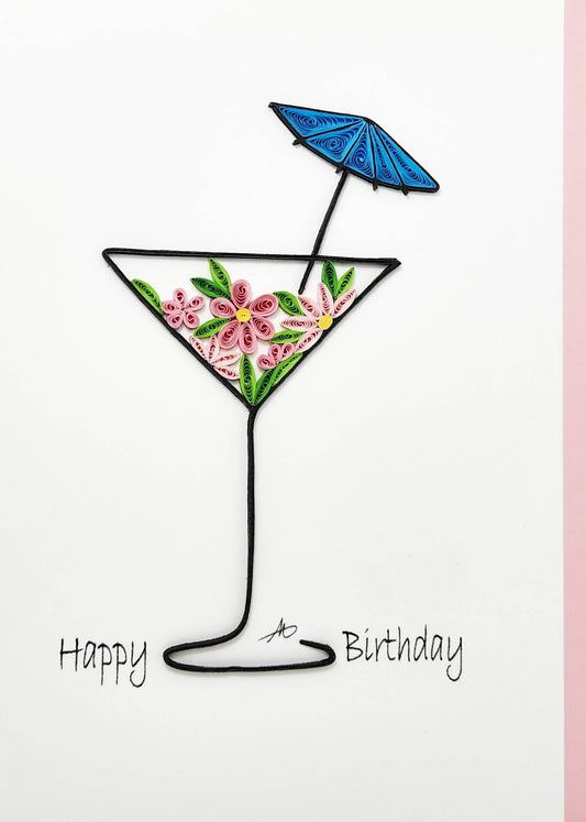 Happy Birthday Martini Quilled Greeting Card